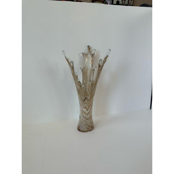 Vintage Mcm Kirch Made In Europe Rare Splash 15" Hand Blown Vase Swung - Picture 9 of 9